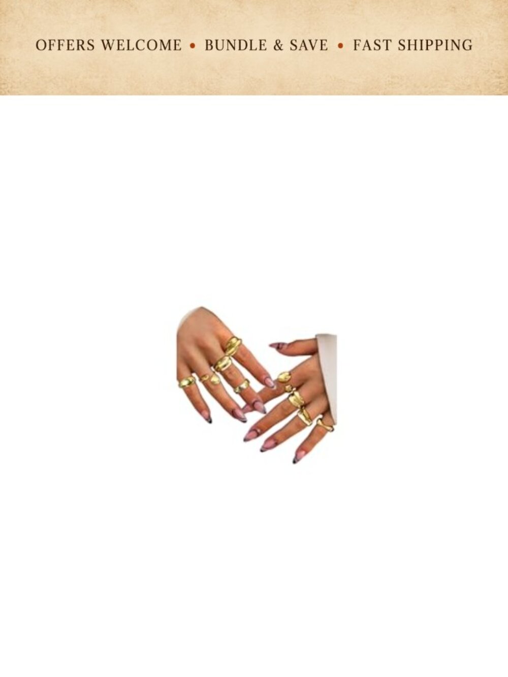 9 Pc Chunky Gold Plated Statement Rings Stackable Knuckle Set